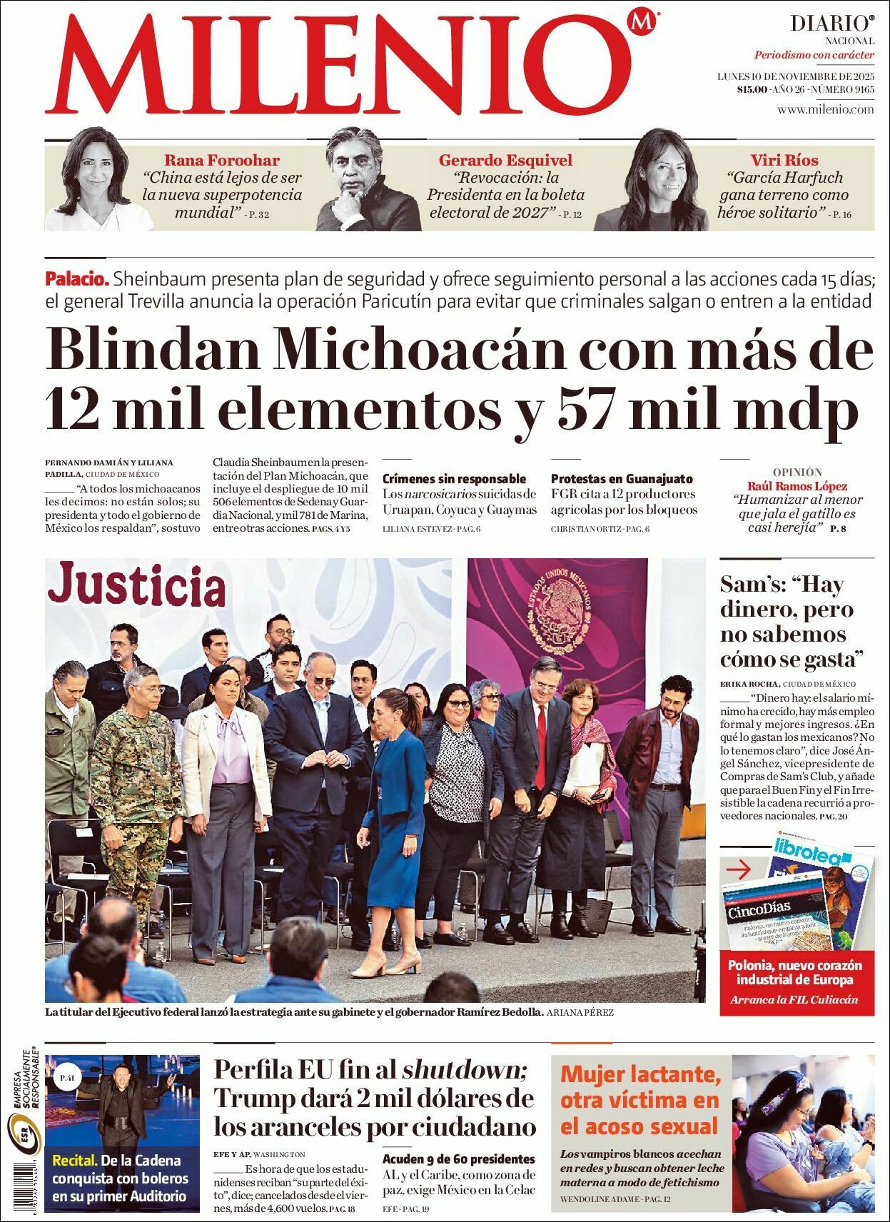Milenio, edición del lunes 10 de noviembre de 2025