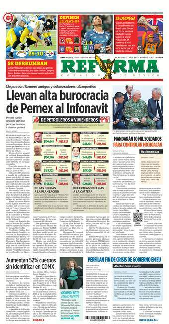 Reforma, edición del lunes 10 de noviembre de 2025