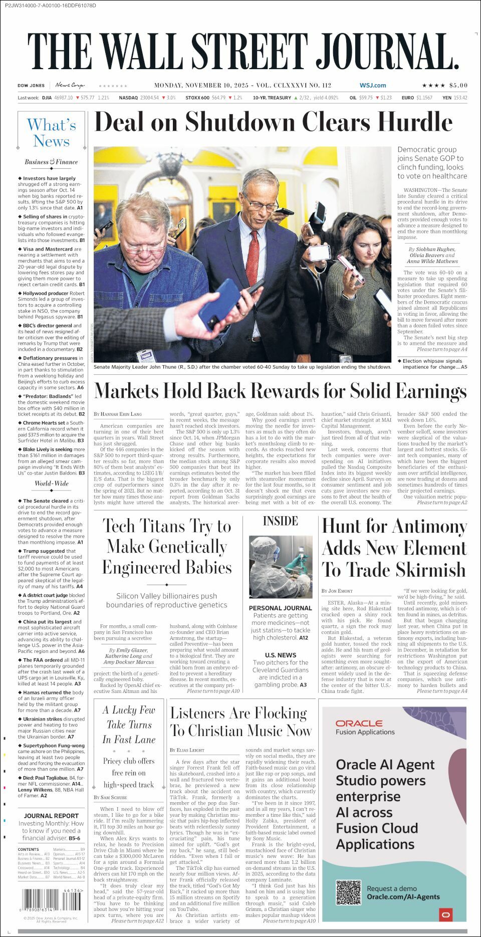 The Wall Street Journal, edición del lunes 10 de noviembre de 2025