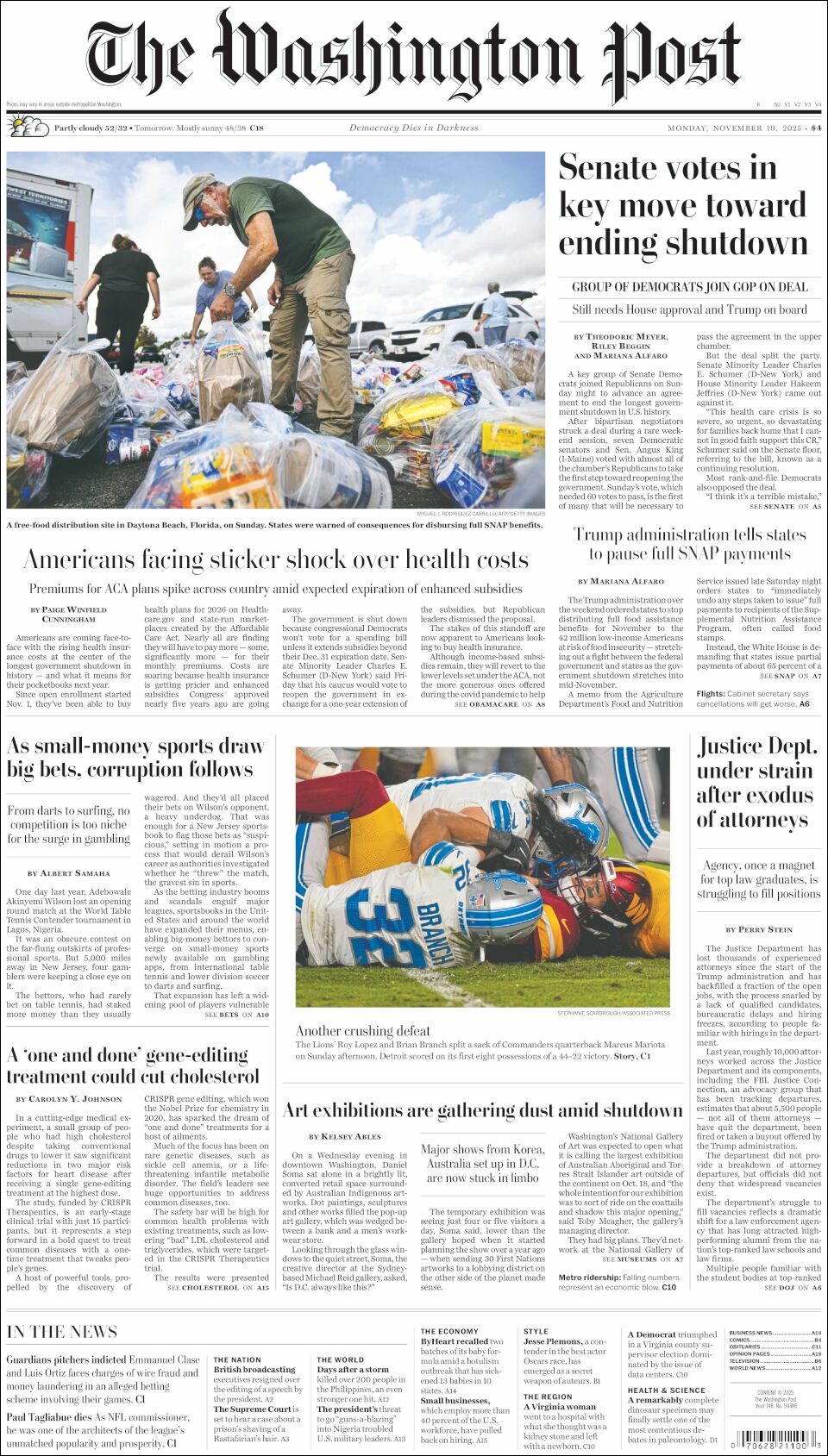 The Washington Post, edición del lunes 10 de noviembre de 2025