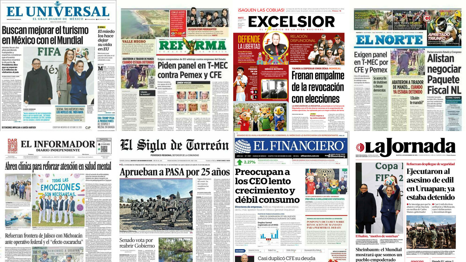 Portadas de periódicos impresos más importantes de México hoy