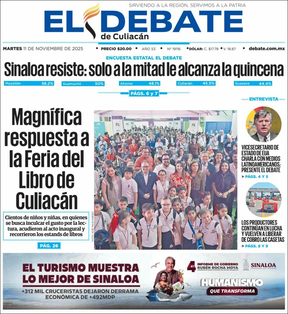 El Debate Culiacán, edición del martes 11 de noviembre de 2025