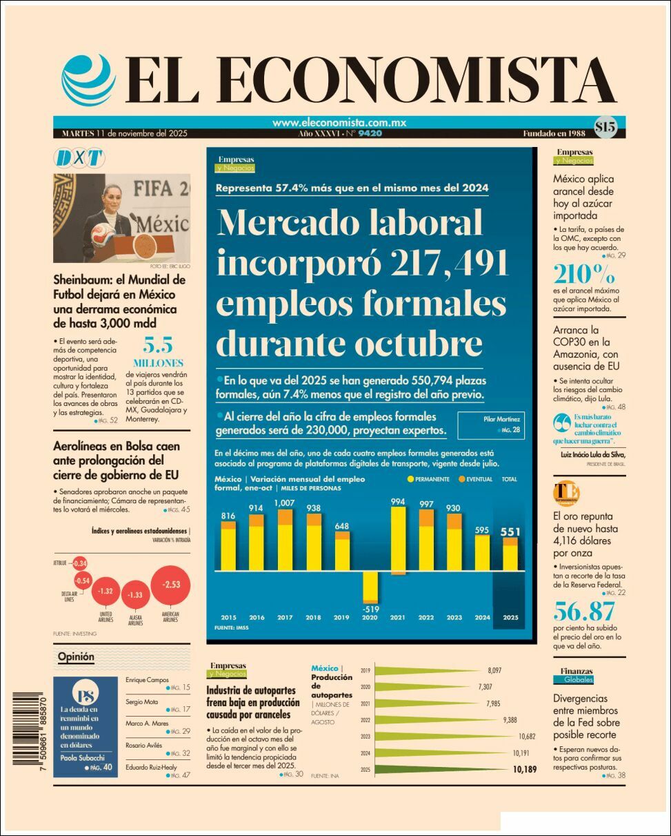 El Economista, edición del martes 11 de noviembre de 2025