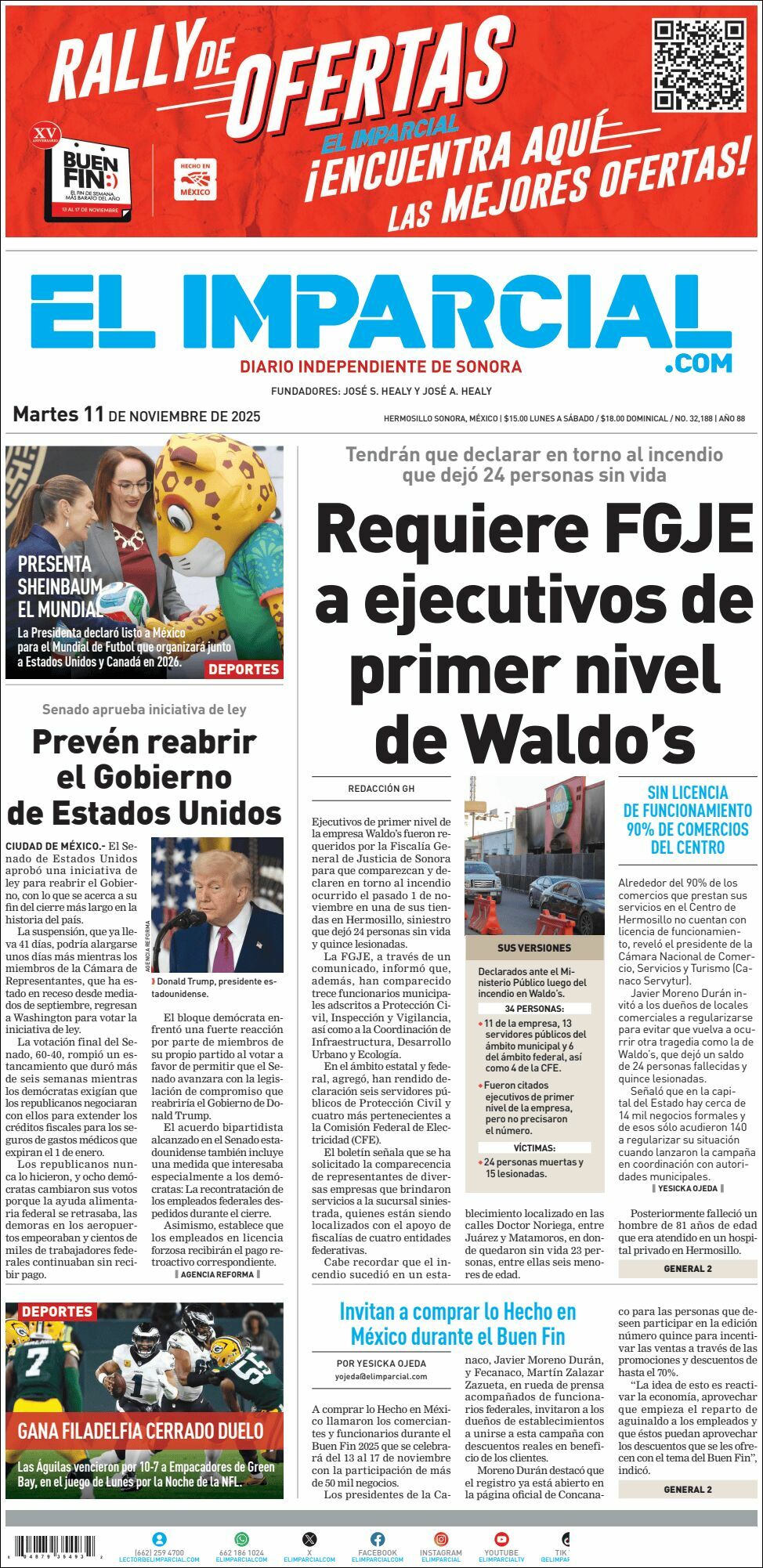 El Imparcial, edición del martes 11 de noviembre de 2025