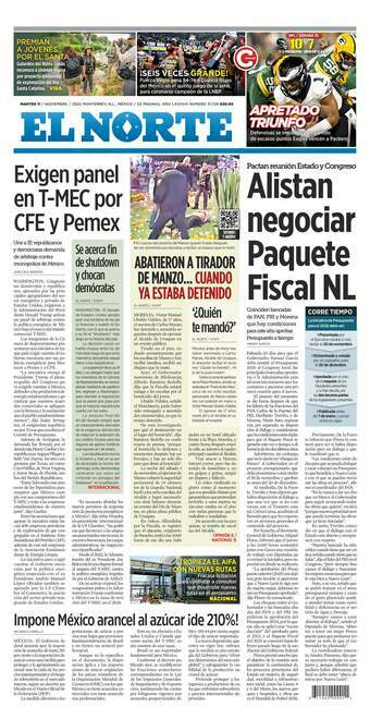 El Norte, edición del martes 11 de noviembre de 2025