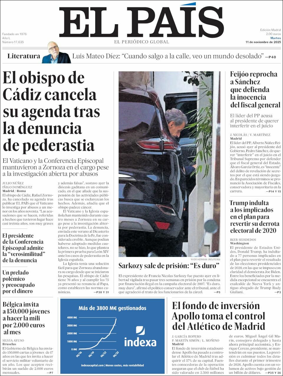 El País, edición del martes 11 de noviembre de 2025