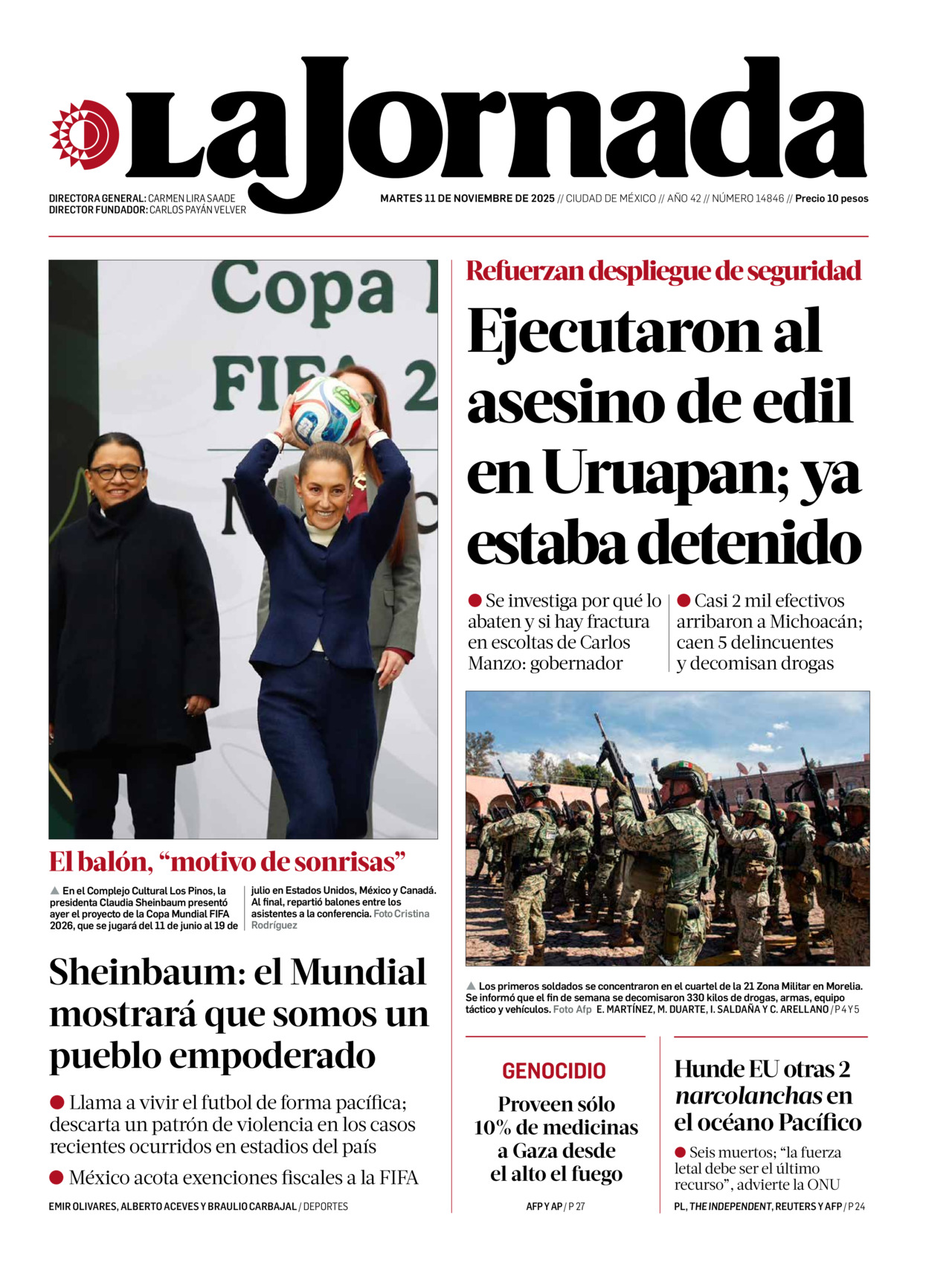La Jornada, edición del martes 11 de noviembre de 2025