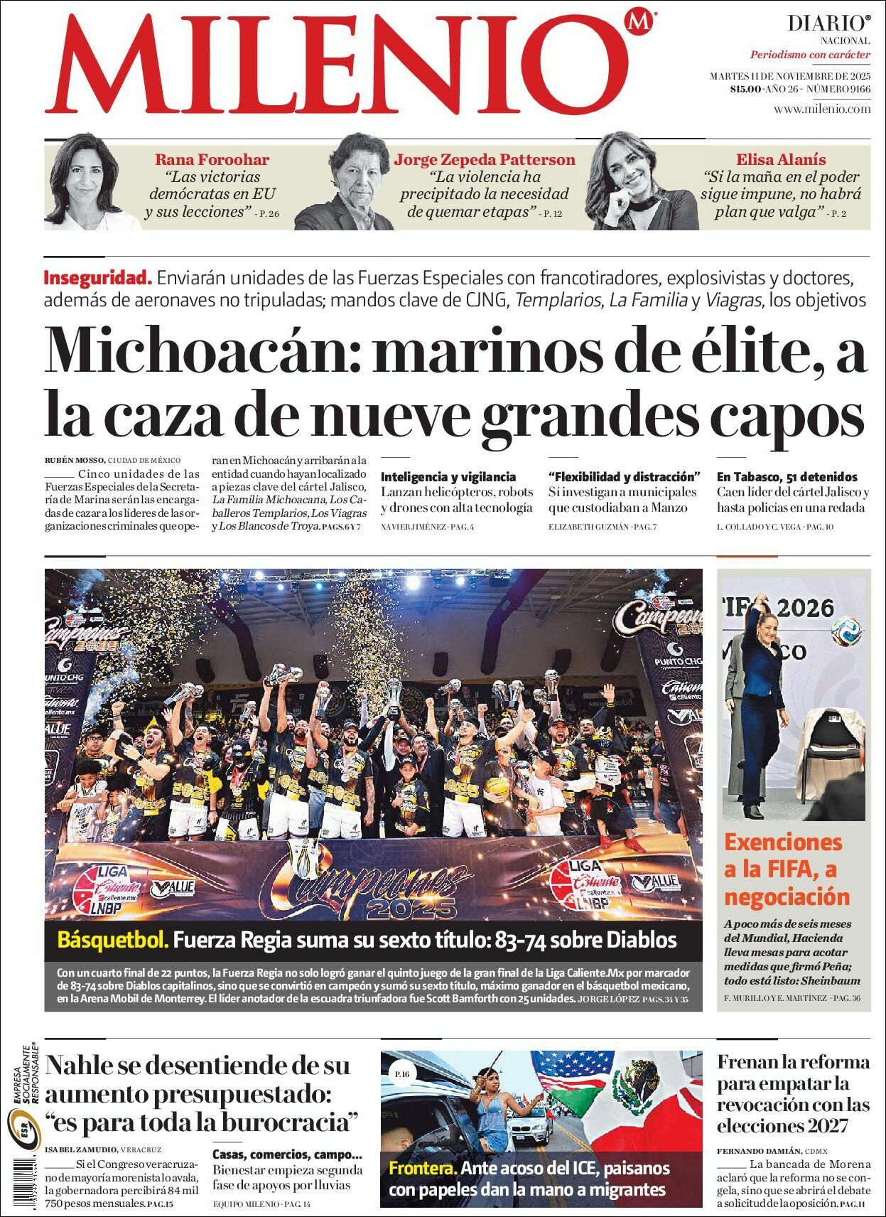 Milenio, edición del martes 11 de noviembre de 2025