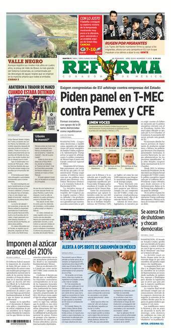 Reforma, edición del martes 11 de noviembre de 2025