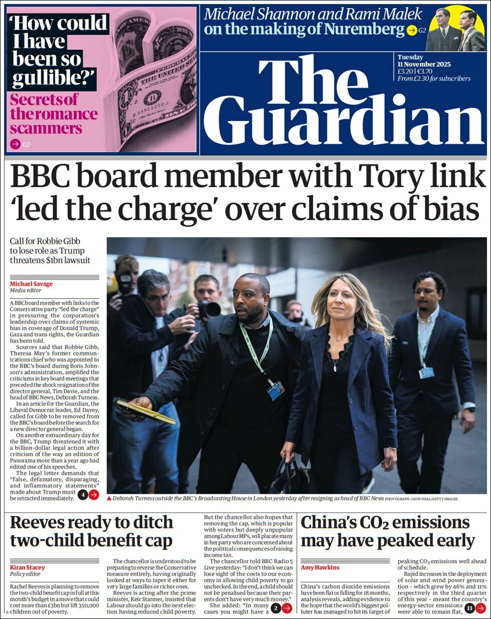 The Guardian, edición del martes 11 de noviembre de 2025