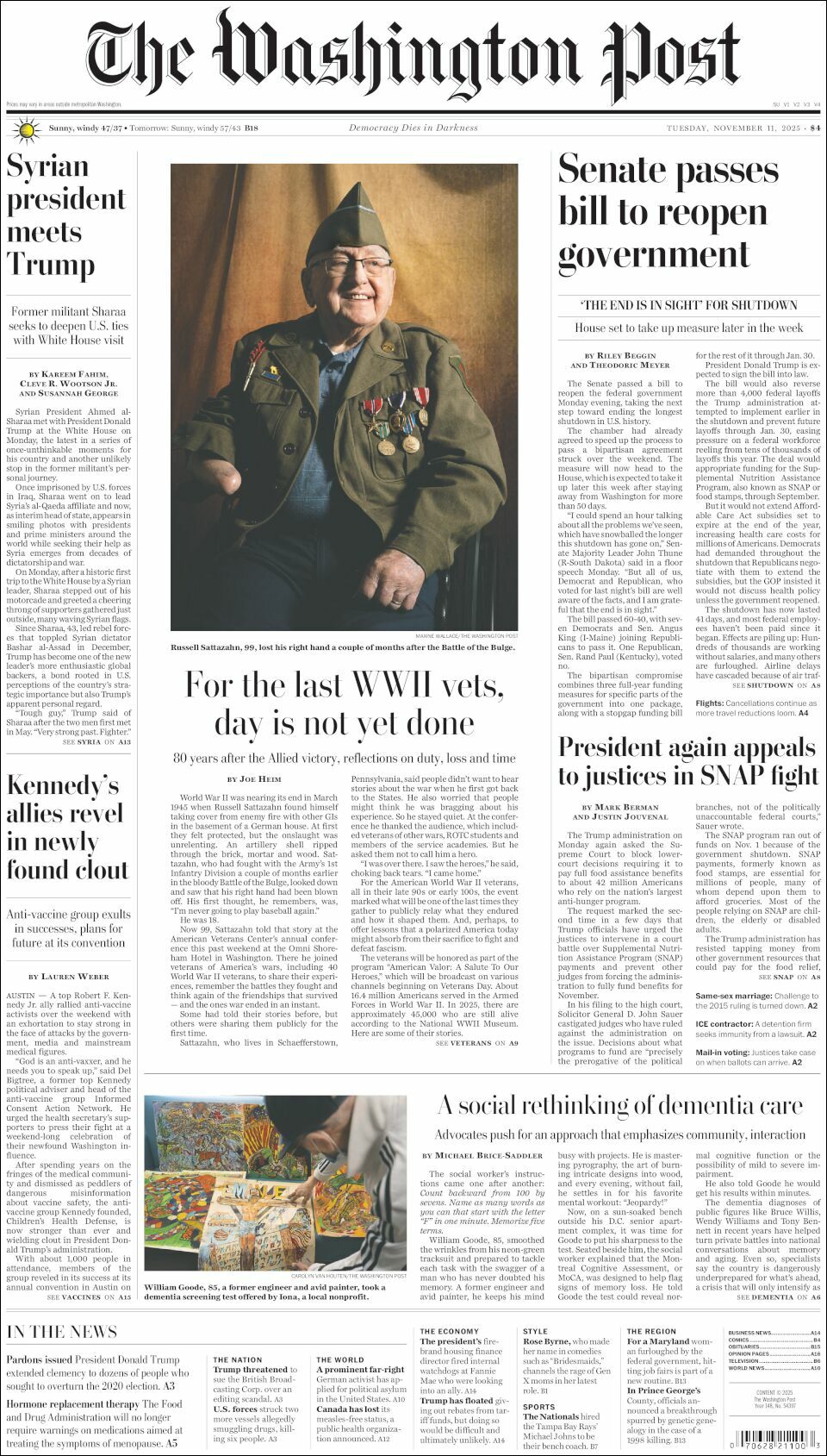 The Washington Post, edición del martes 11 de noviembre de 2025
