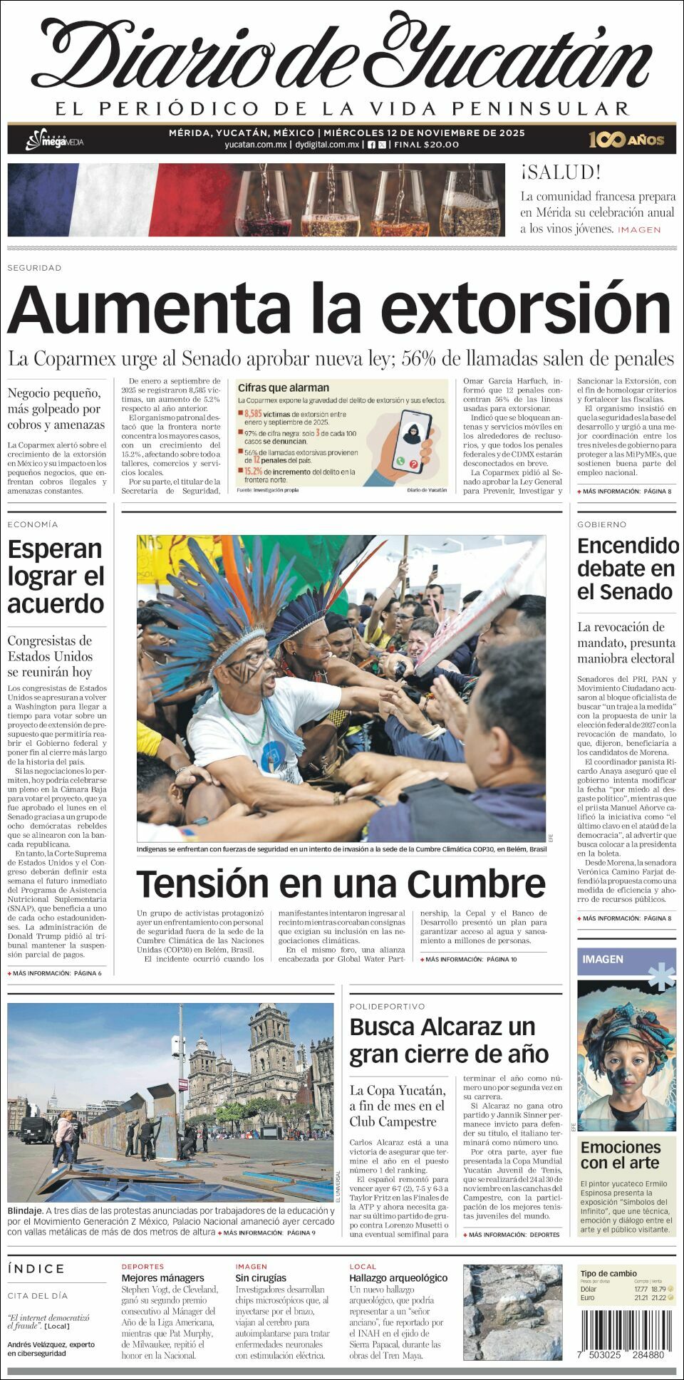 El Diario de Yucatán, edición del miércoles 12 de noviembre de 2025