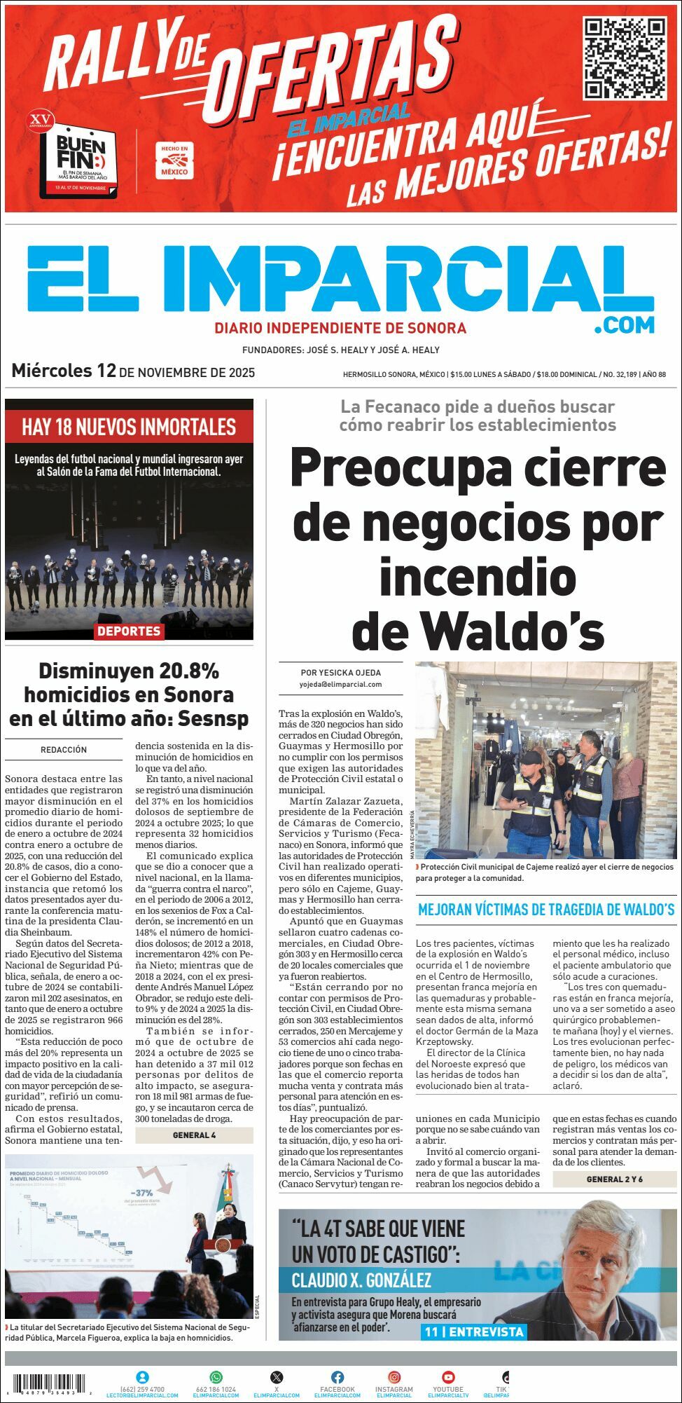 El Imparcial, edición del miércoles 12 de noviembre de 2025