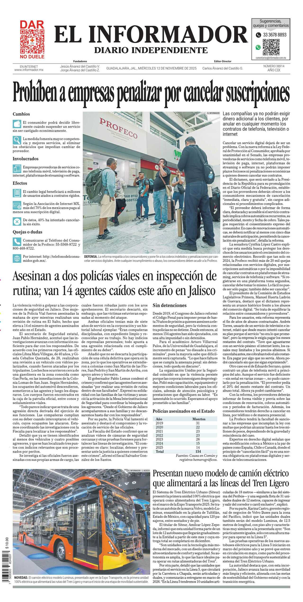 El Informador, edición del miércoles 12 de noviembre de 2025