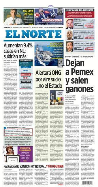 El Norte, edición del miércoles 12 de noviembre de 2025