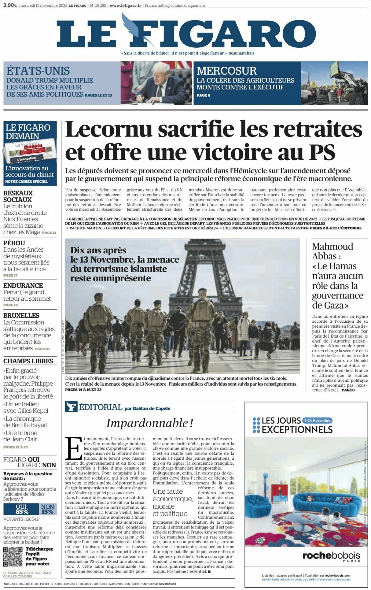Le Figaro, edición del miércoles 12 de noviembre de 2025