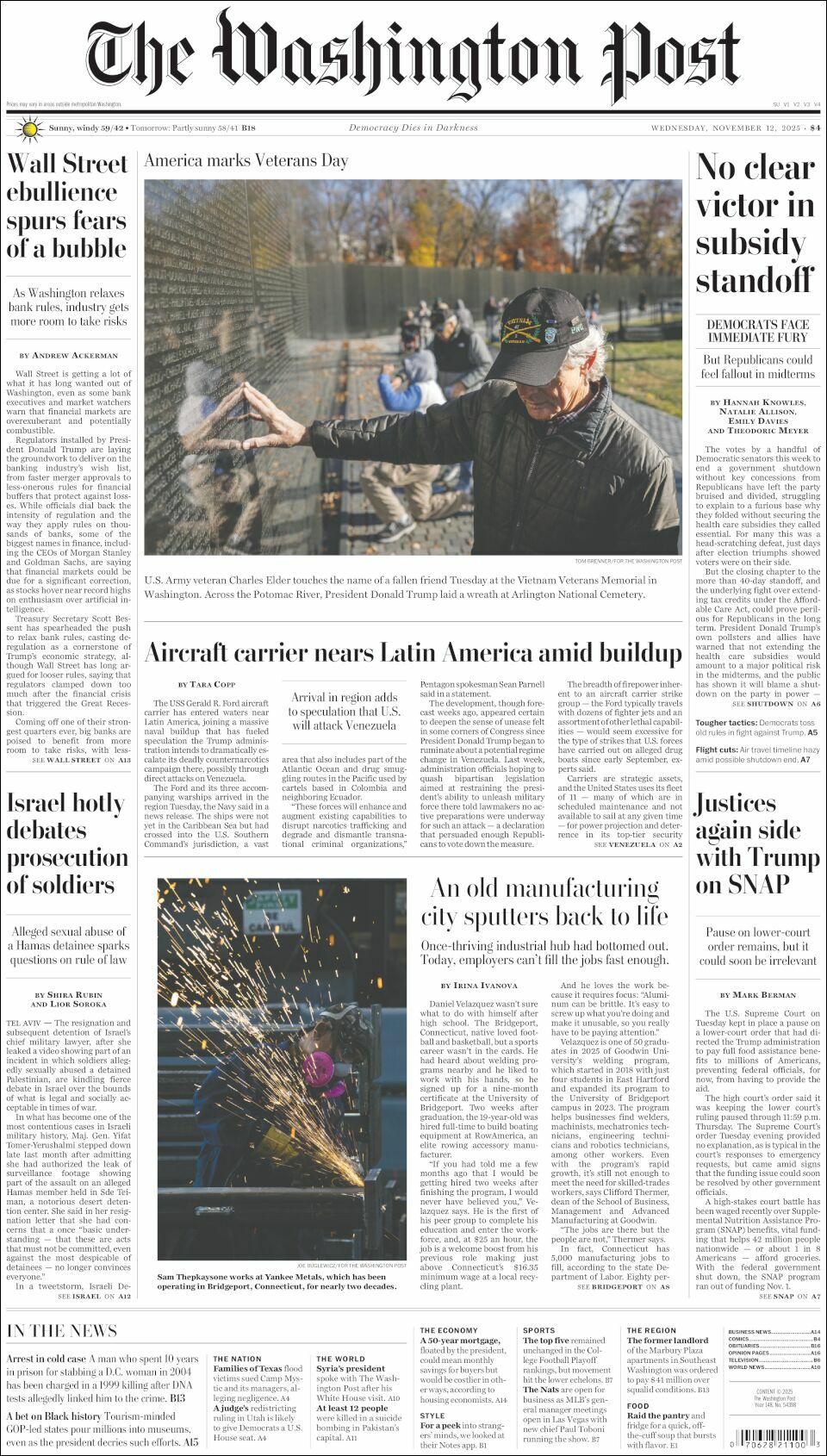 The Washington Post, edición del miércoles 12 de noviembre de 2025
