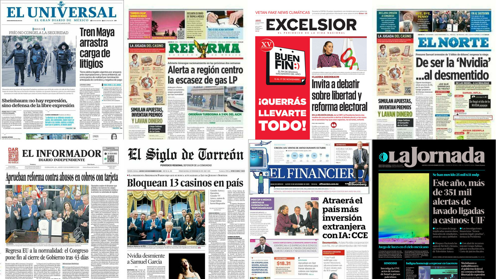 Portadas de periódicos impresos más importantes de México hoy