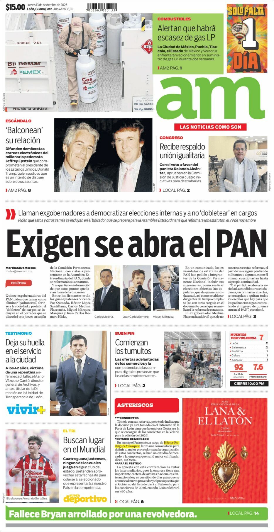 AM de León, edición del jueves 13 de noviembre de 2025