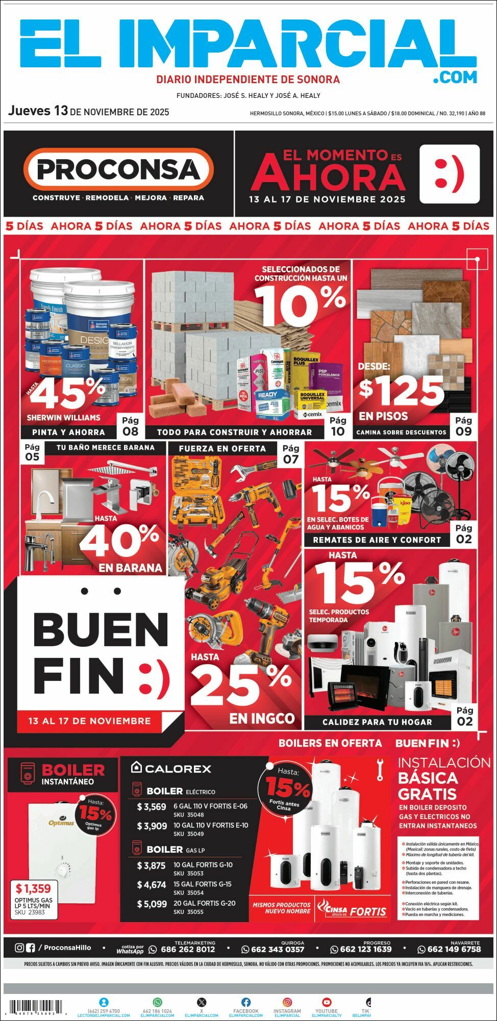 El Imparcial, edición del jueves 13 de noviembre de 2025