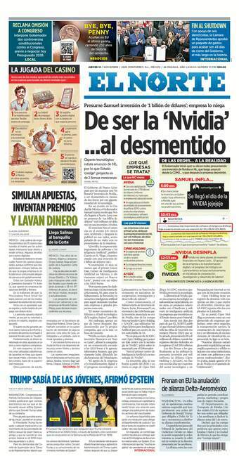 El Norte, edición del jueves 13 de noviembre de 2025