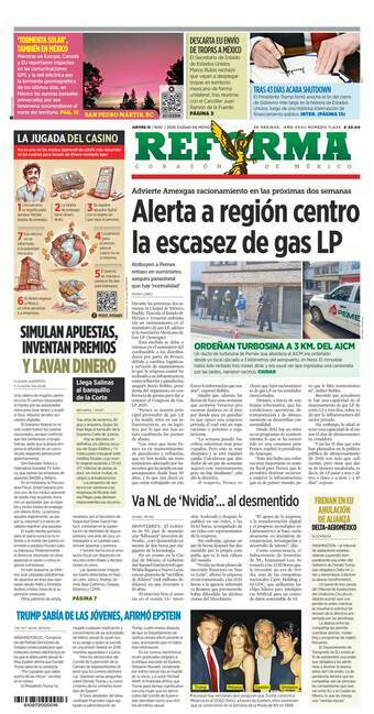 Reforma, edición del jueves 13 de noviembre de 2025
