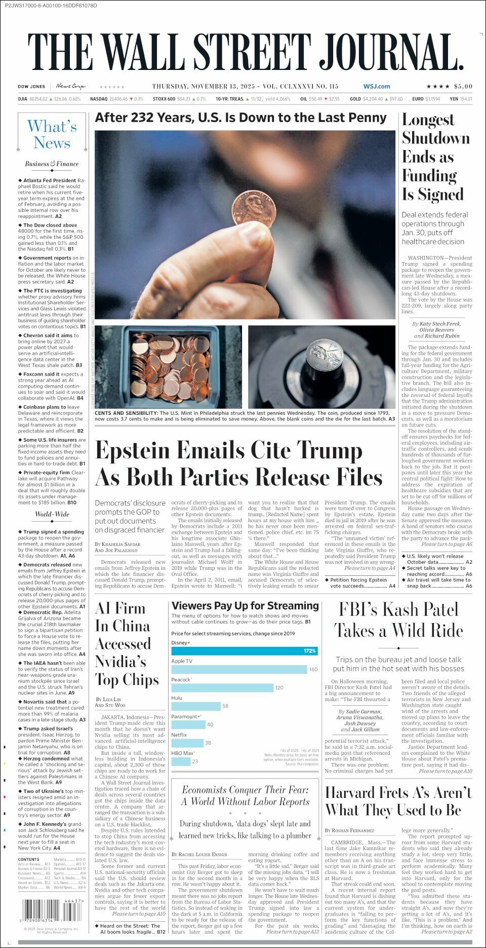 The Wall Street Journal, edición del jueves 13 de noviembre de 2025