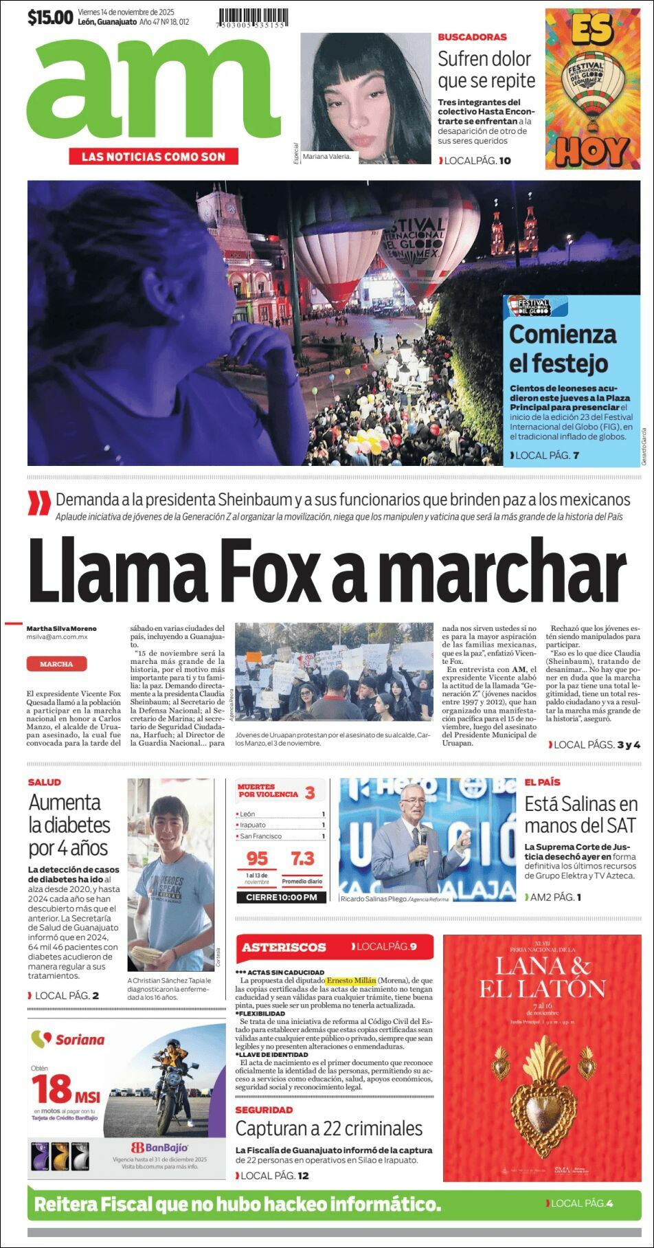 AM de León, edición del viernes 14 de noviembre de 2025