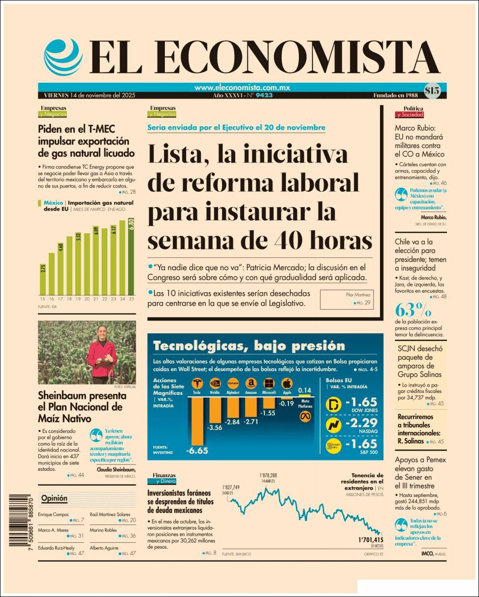El Economista, edición del viernes 14 de noviembre de 2025