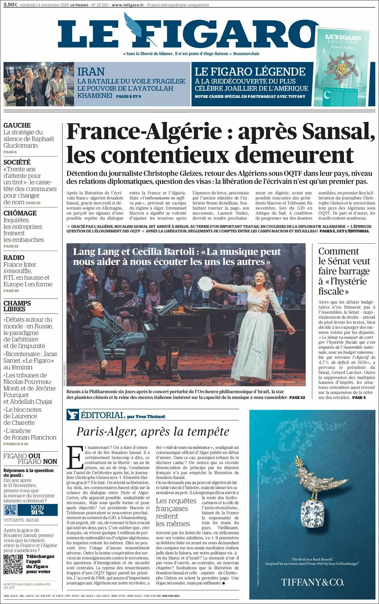 Le Figaro, edición del viernes 14 de noviembre de 2025