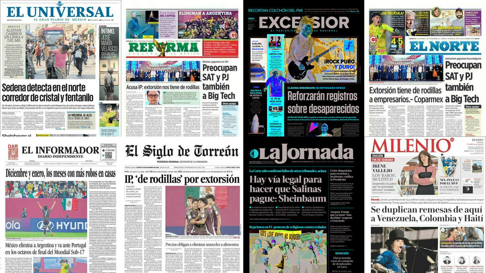 Portadas de periódicos impresos más importantes de México hoy