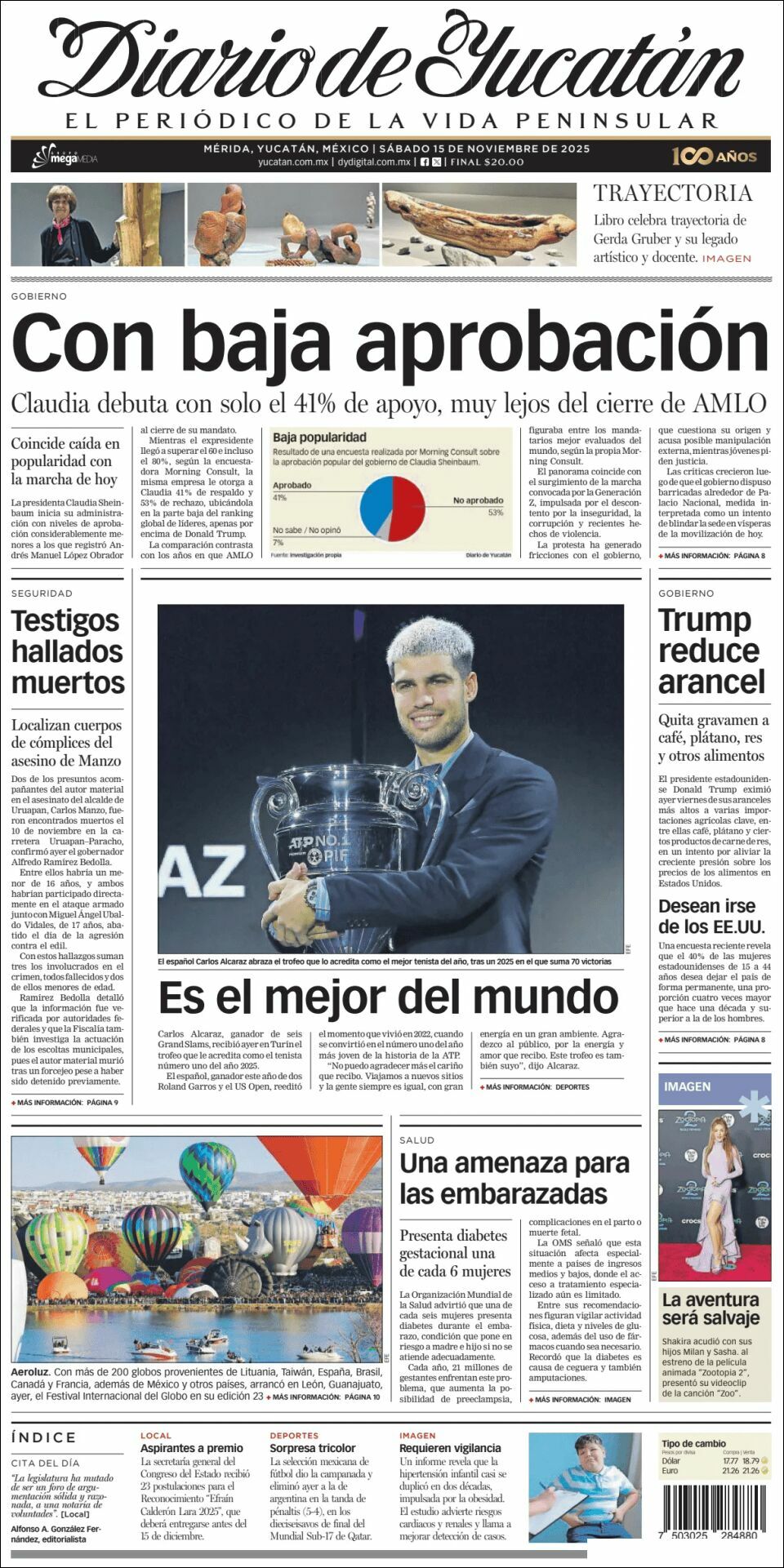 El Diario de Yucatán, edición del sábado 15 de noviembre de 2025