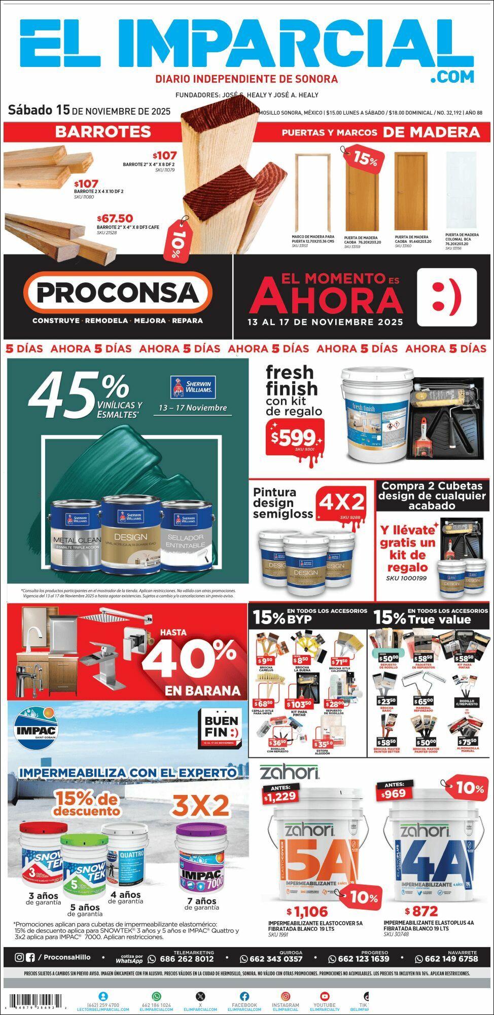 El Imparcial, edición del sábado 15 de noviembre de 2025