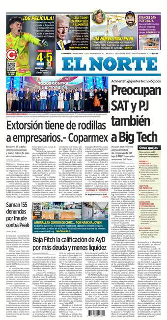 El Norte, edición del sábado 15 de noviembre de 2025