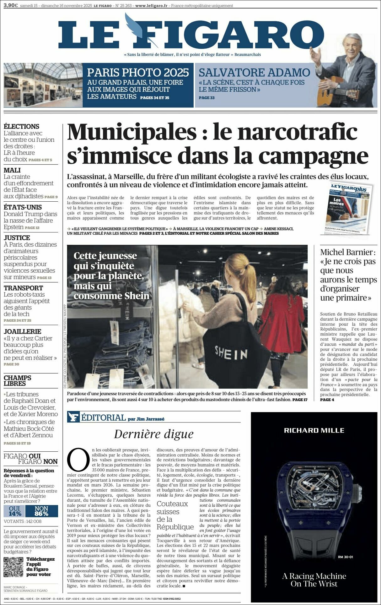 Le Figaro, edición del sábado 15 de noviembre de 2025