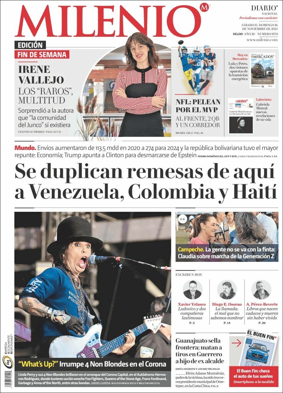 Milenio, edición del sábado 15 de noviembre de 2025