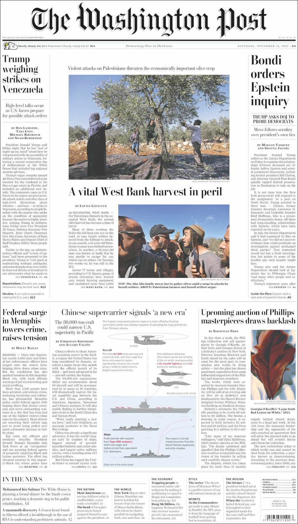 The Washington Post, edición del sábado 15 de noviembre de 2025