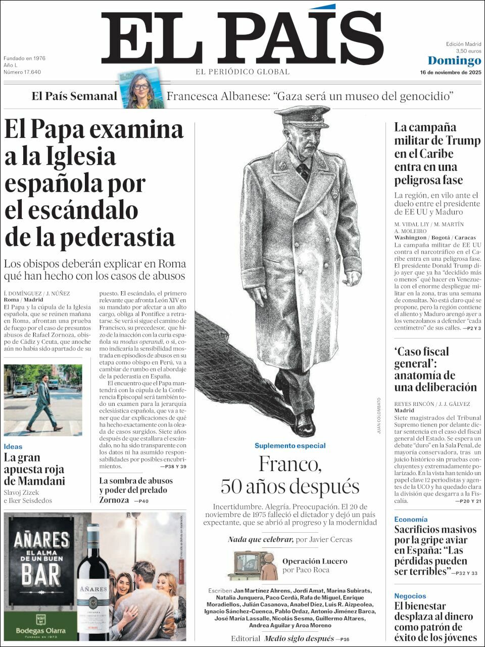 El País, edición del domingo 16 de noviembre de 2025