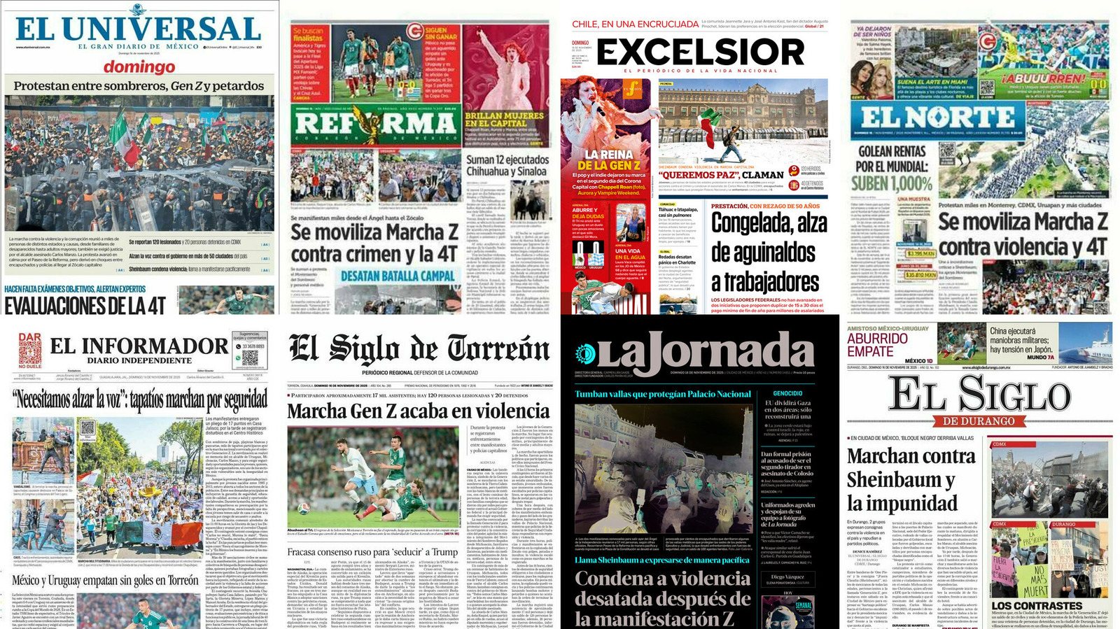 Portadas de periódicos impresos más importantes de México hoy