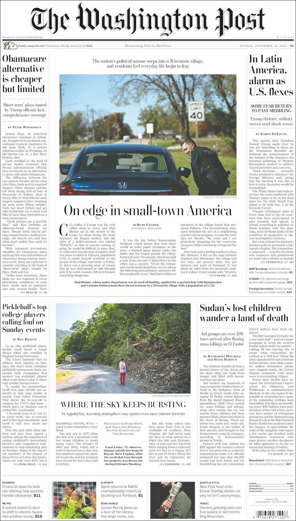 The Washington Post, edición del domingo 16 de noviembre de 2025