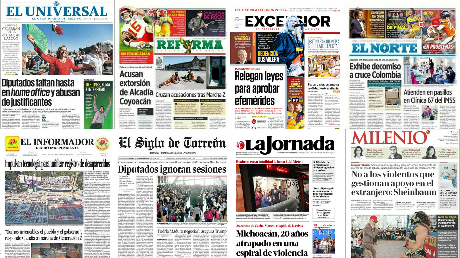 Portadas de periódicos impresos más importantes de México hoy