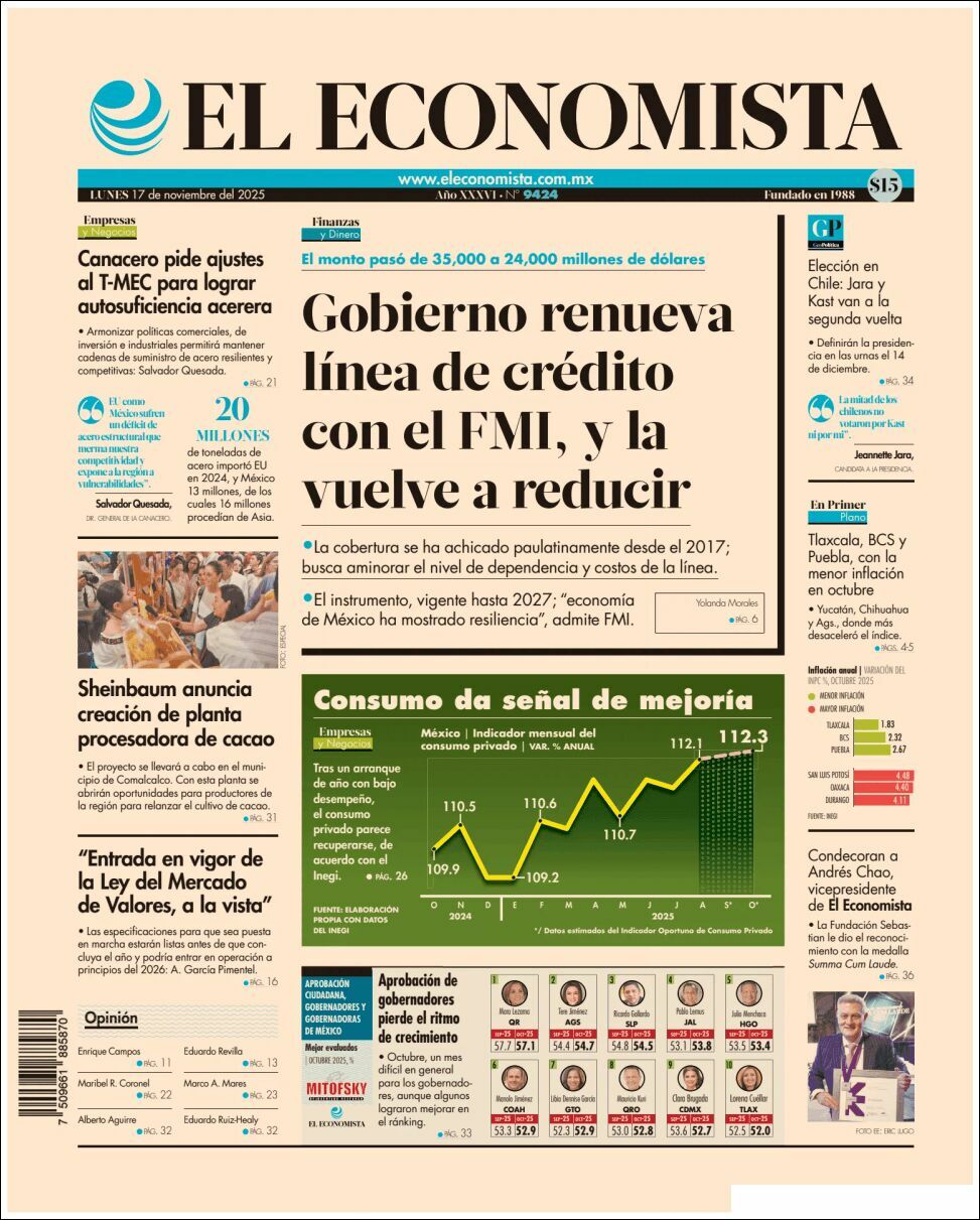 El Economista, edición del lunes 17 de noviembre de 2025