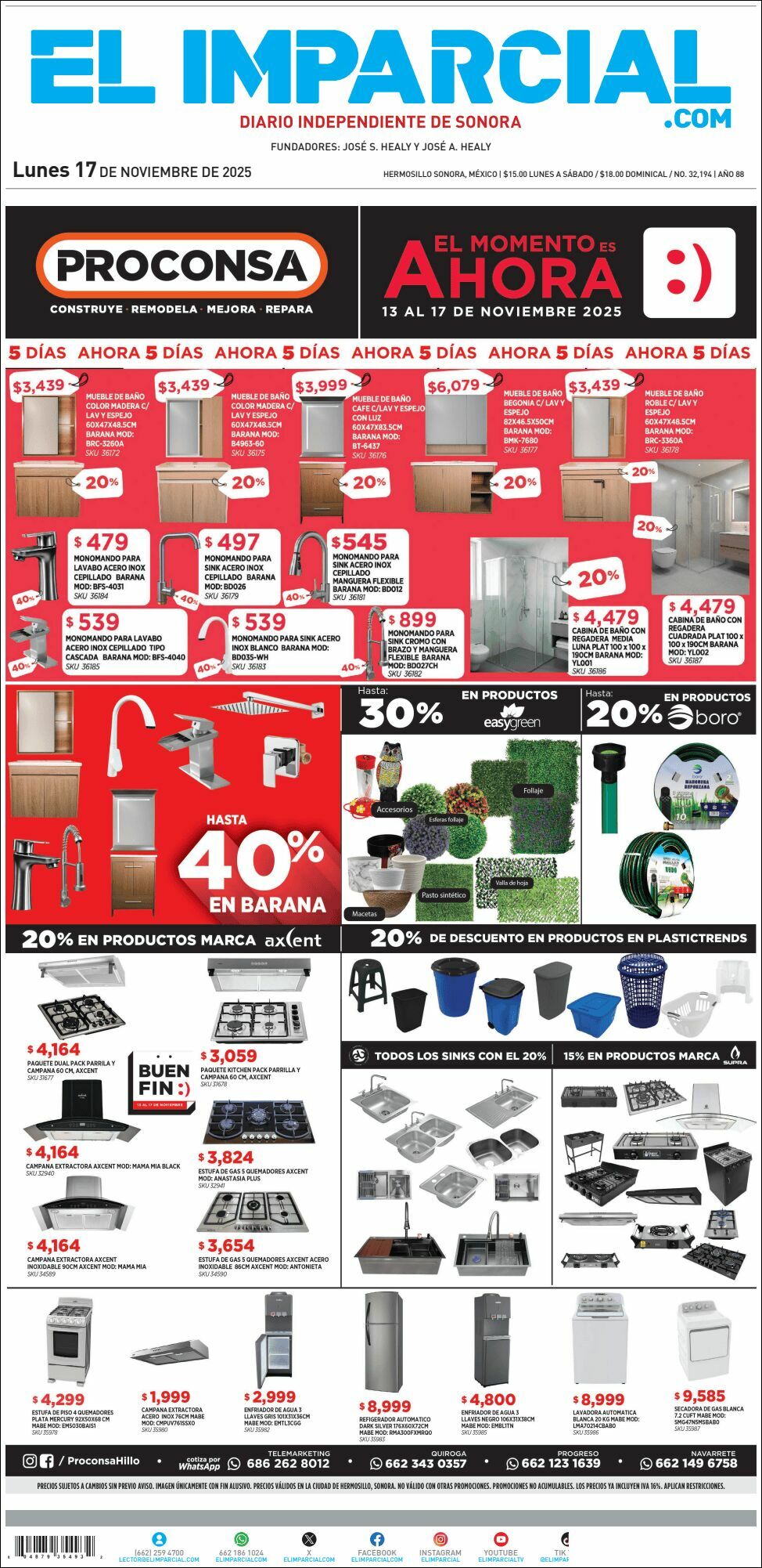 El Imparcial, edición del lunes 17 de noviembre de 2025