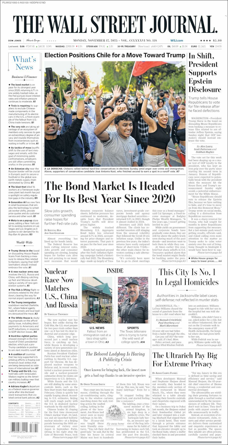 The Wall Street Journal, edición del lunes 17 de noviembre de 2025