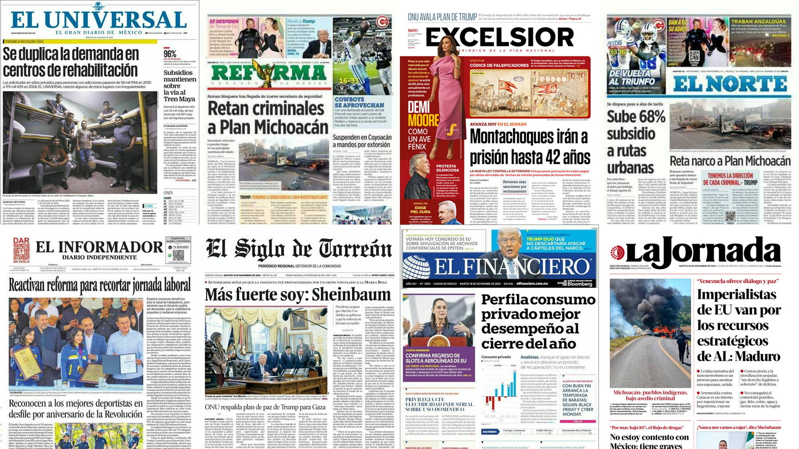 Portadas de periódicos impresos más importantes de México hoy