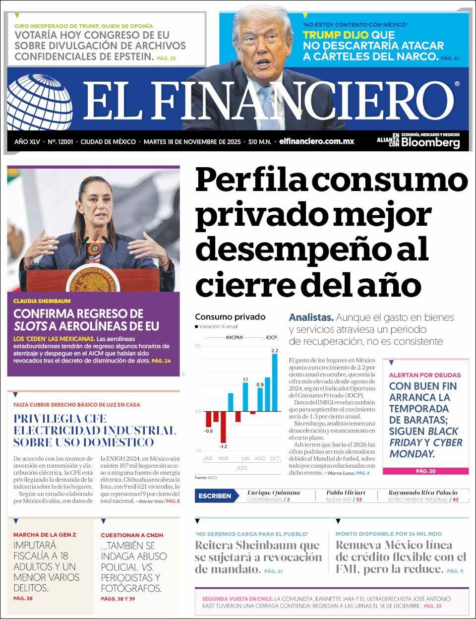 El Financiero, edición del martes 18 de noviembre de 2025