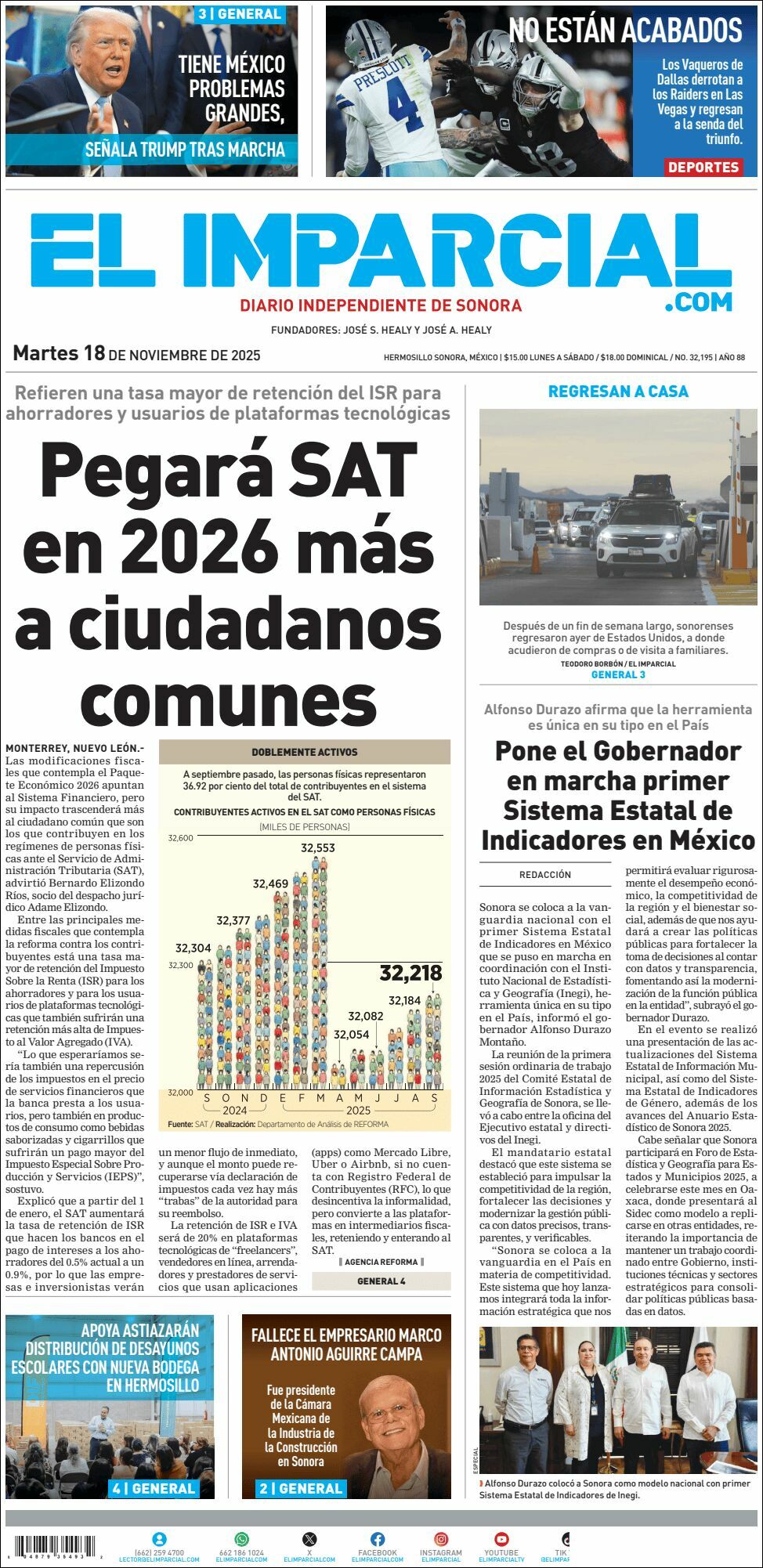 El Imparcial, edición del martes 18 de noviembre de 2025