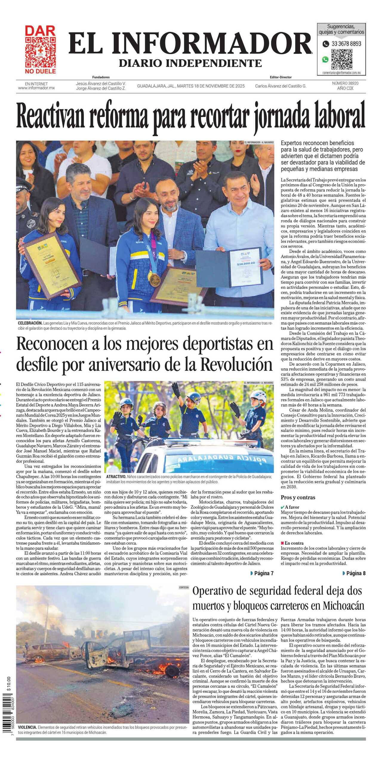 El Informador, edición del martes 18 de noviembre de 2025