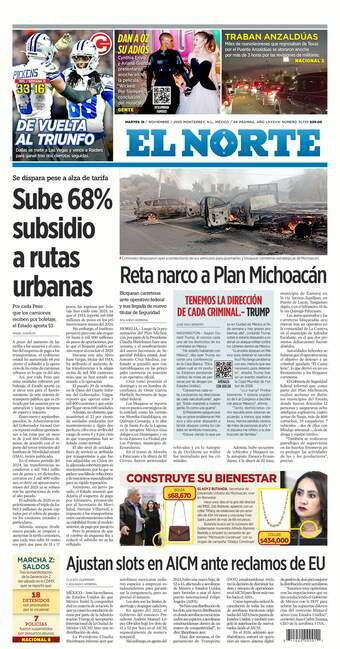 El Norte, edición del martes 18 de noviembre de 2025