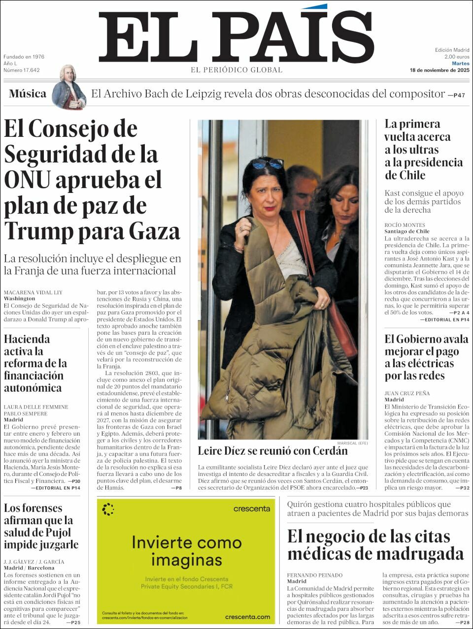 El País, edición del martes 18 de noviembre de 2025